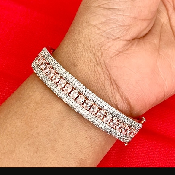 14k Rose Gold Plated Iced Bracelet - Picture 5 of 6